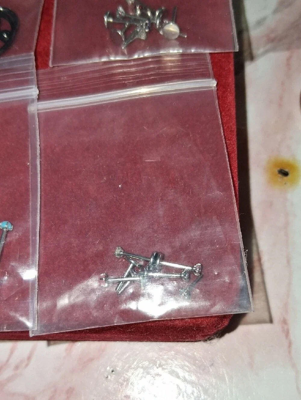 Silver Steel Labret Studs with Colored Gem Accents - Multi-Pack